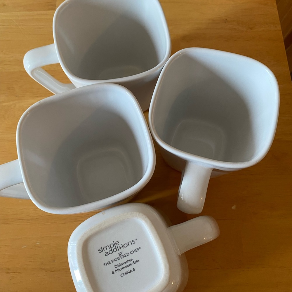 Pampered Chef Simple Additions Square Coffee Mugs set of 4